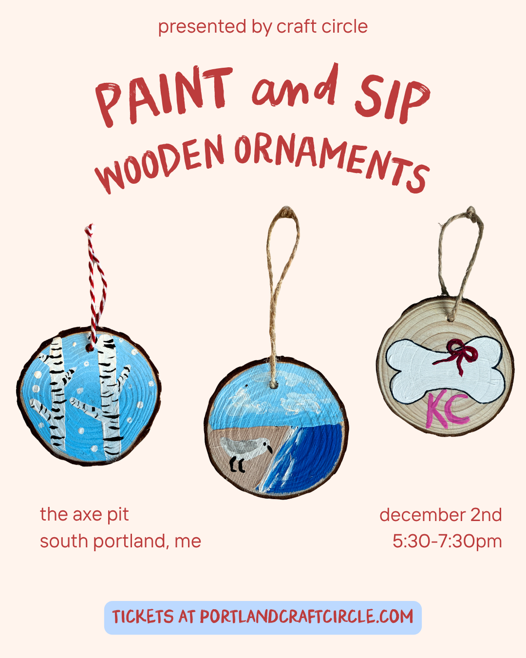 Paint & Sip: Wooden Ornaments at The Axe Pit