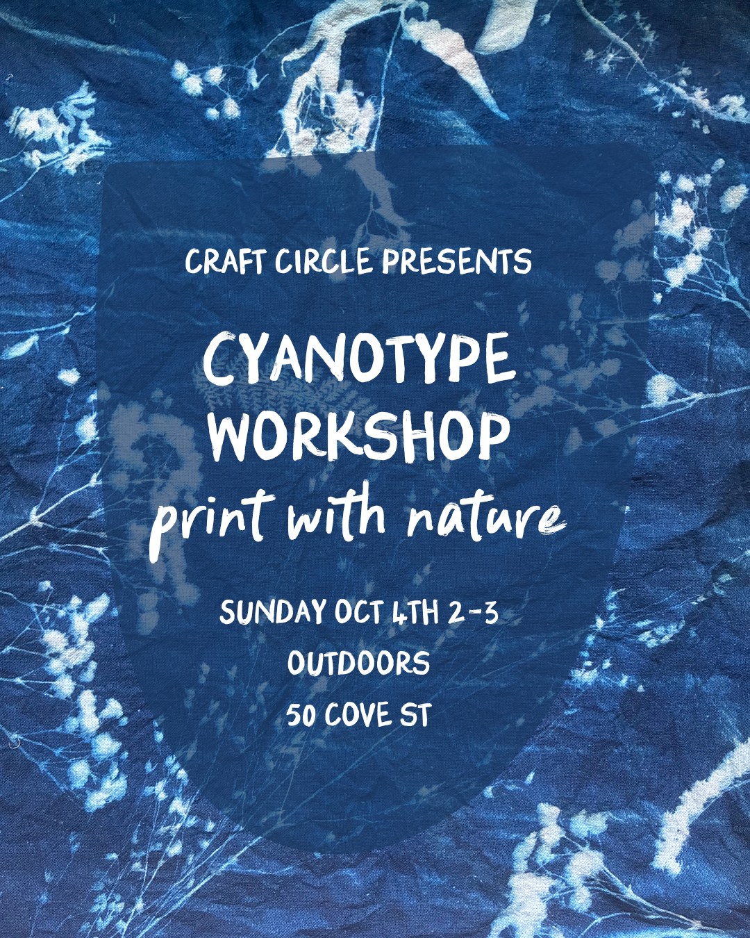 cyanotype workshop- postponed to Oct 4th!