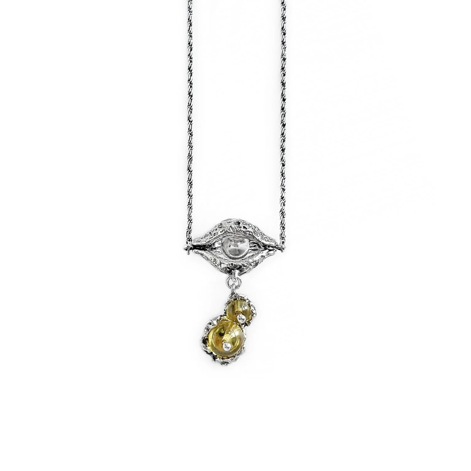 “The Eye & the Amber” Necklace w/ Blue Amber