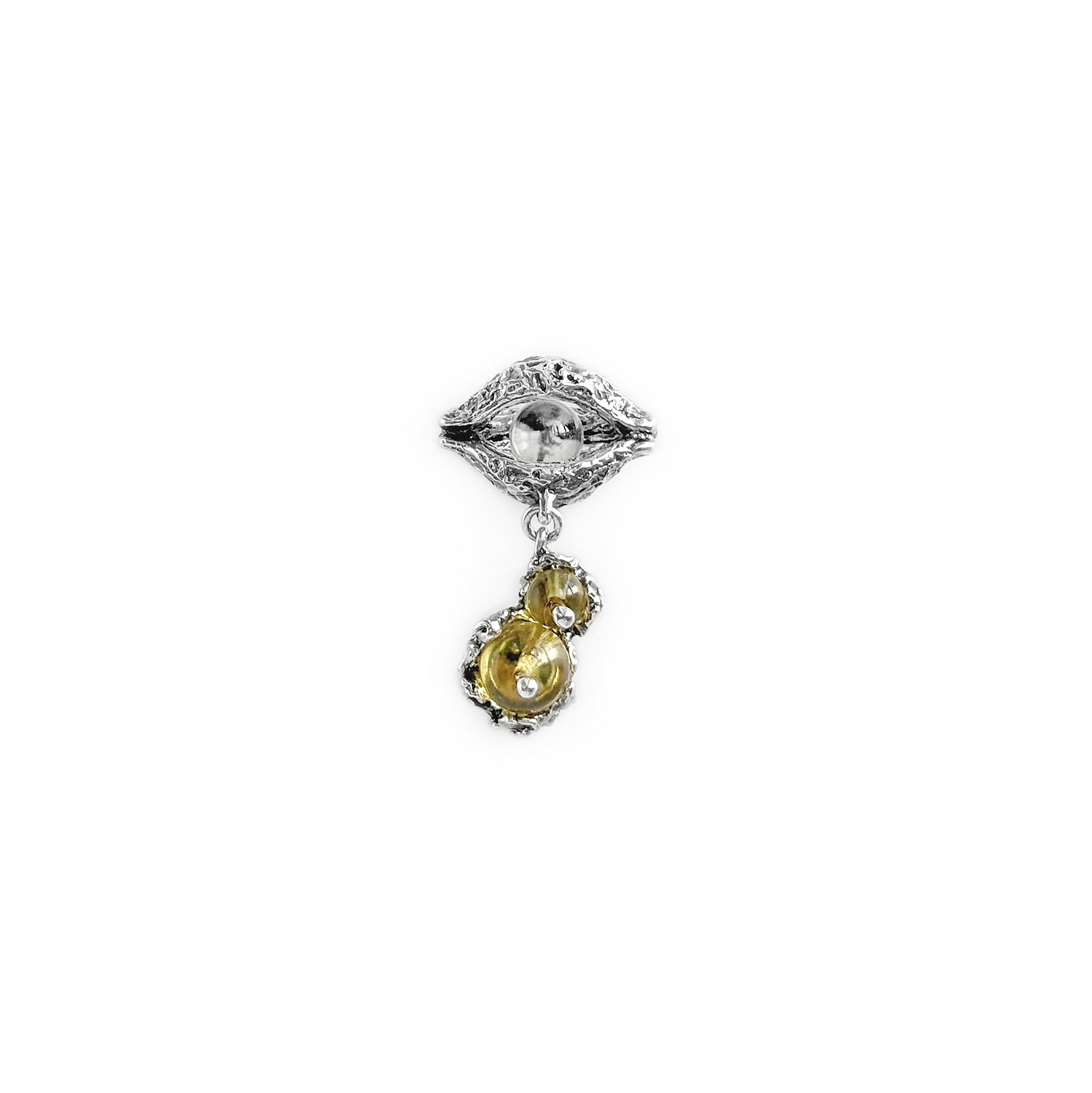 “The Eye & the Amber” Brooch w/ Blue Amber
