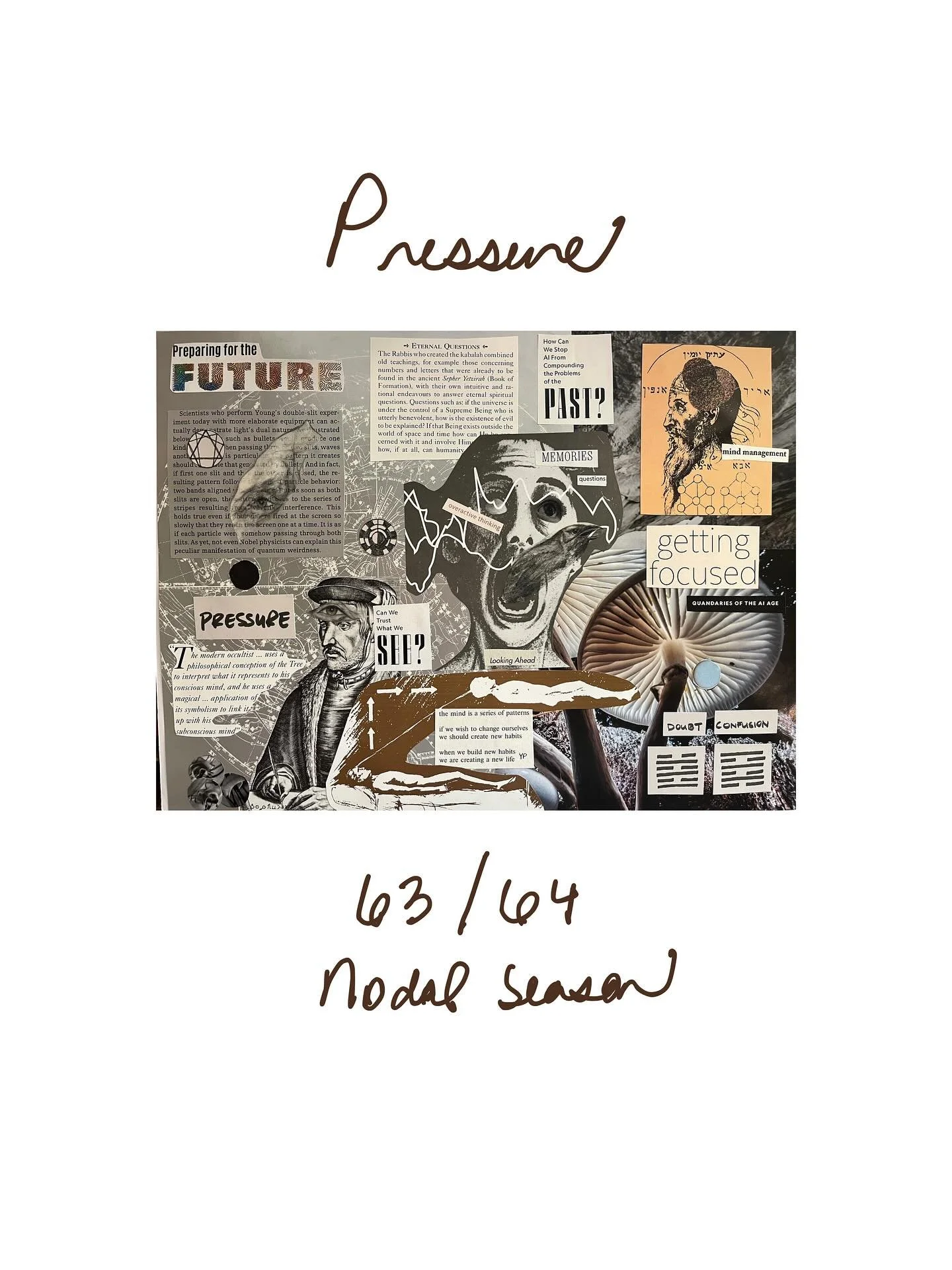 If you value this content, please share and follow. I&rsquo;d love to do some IG lives this nodal season, sharing about my collage art inspiration and chanting the hexagrams practice, but I need 1000 followers to do this. 

Welcome to the 63/64 human