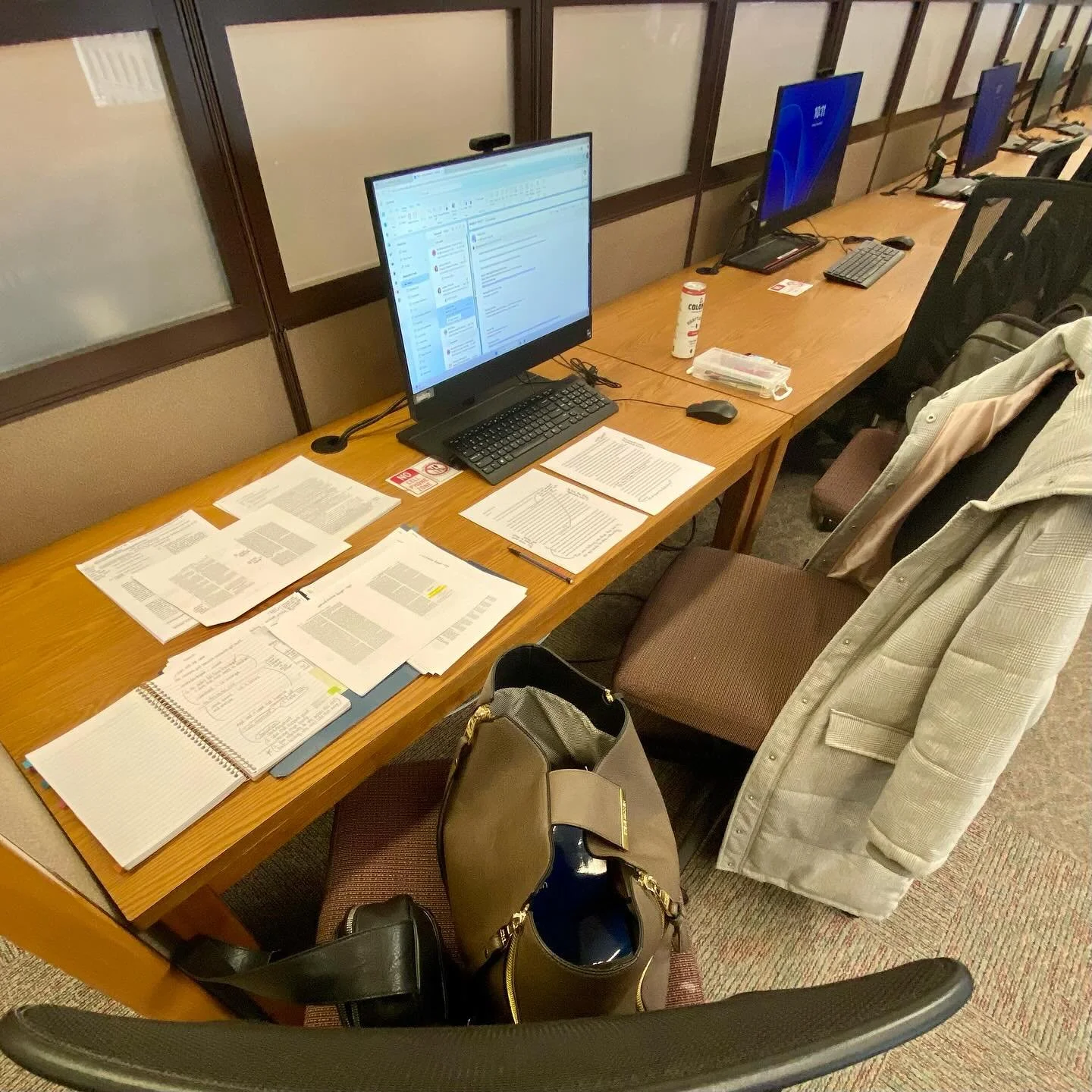 I am the old lady who sets up a research battle station at the library instead of working from home. Give me all the bad weather. I&rsquo;ve got this. #midwestgirl #millenial #paperisnotdead