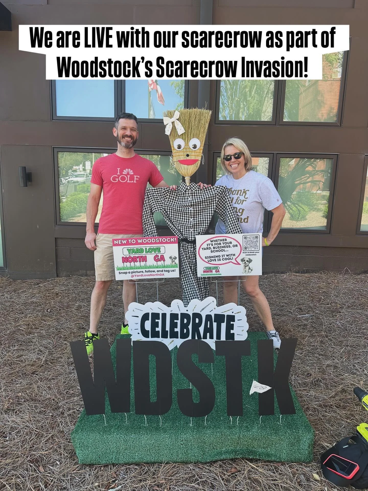 @yardlovenorthga is so excited to be LIVE at the Downtown Woodstock Scarecrow invasion as our “soft launch”into our beloved, Woodstock community!  Be sure to visit our scarecrow, snap a pic, and tag us to be eligible for a discount promo