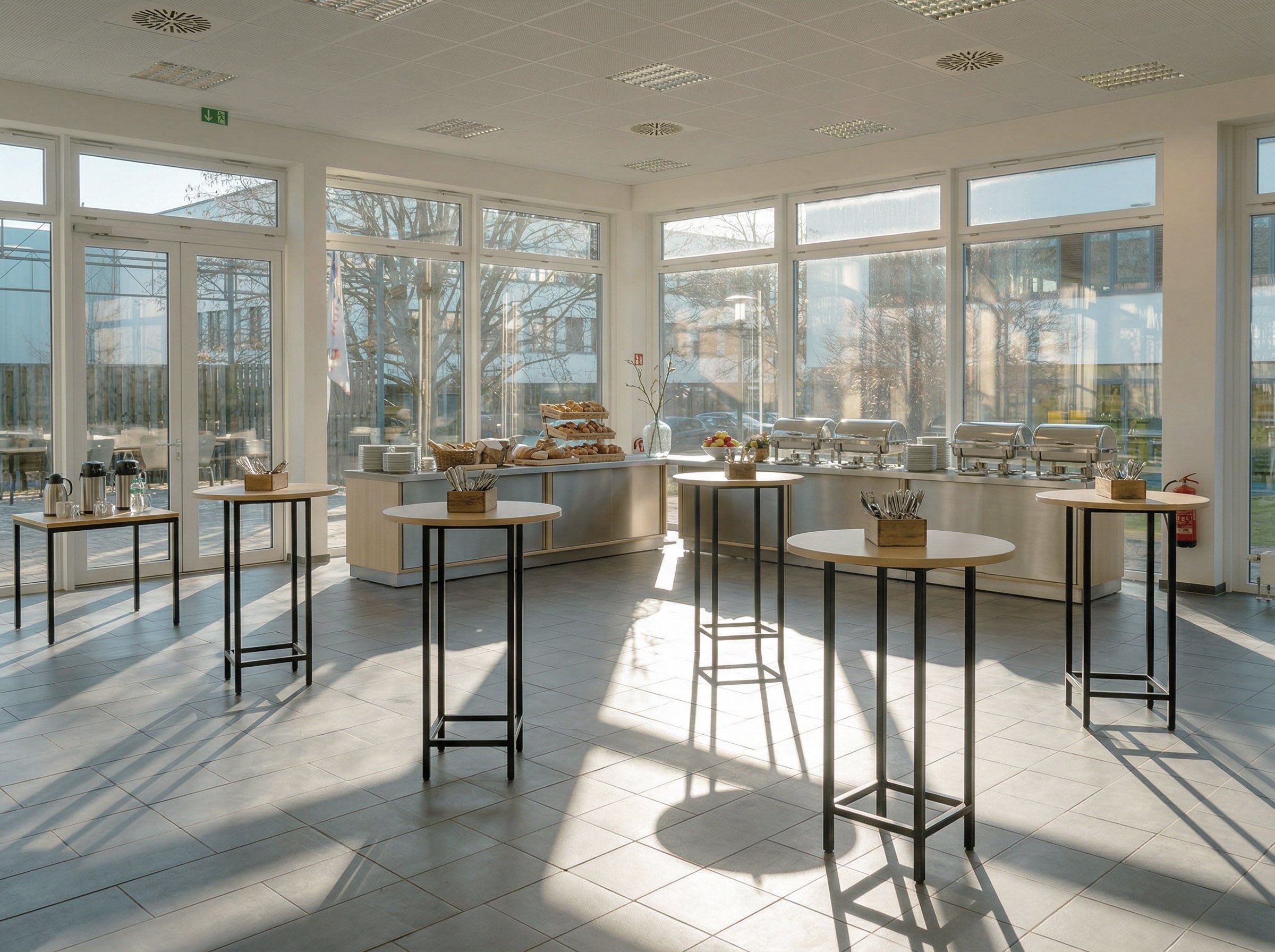 Buffet-Aufbau für eine Firmenfeier in der Eventlocation Lunchquartier in Glinde.