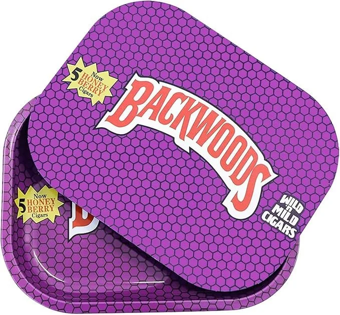 Small Metal Rolling Tray with Magnetic Lid – Purple (7" x 5.5")