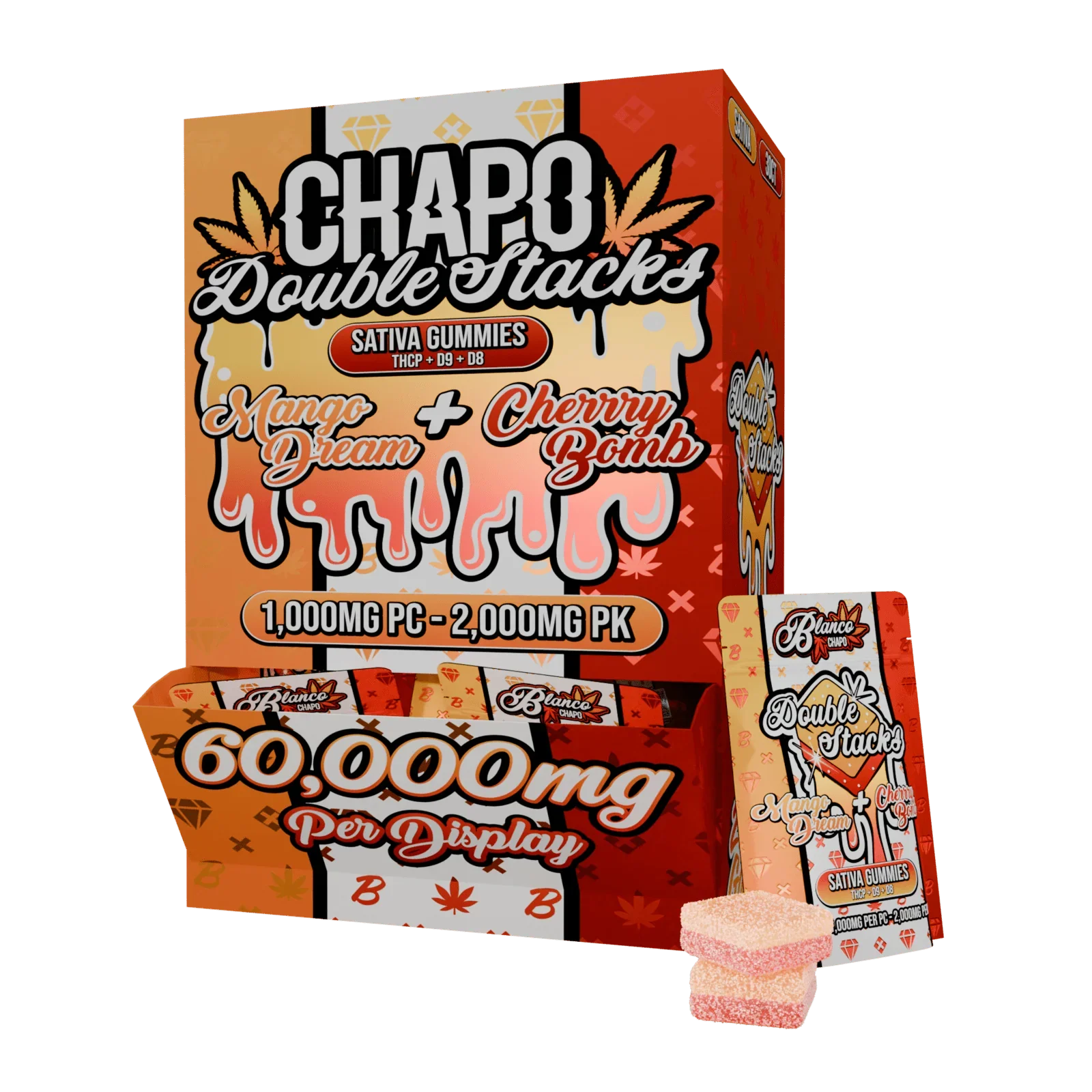 Blanco Chapo Double Stacks THCP + D9 + D8 Gummies (2000mg)