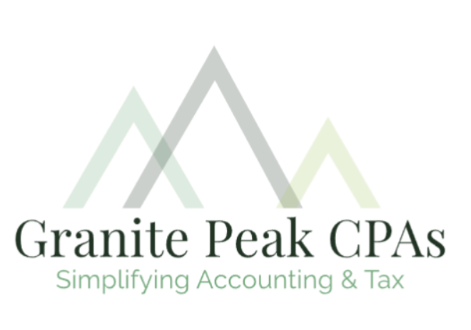 Logo for Granite Peak CPAs with mountains and the tagline 'Simplifying Accounting & Tax'.