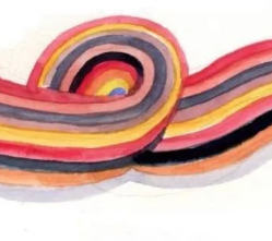 Colorful striped snake with a rainbow pattern.