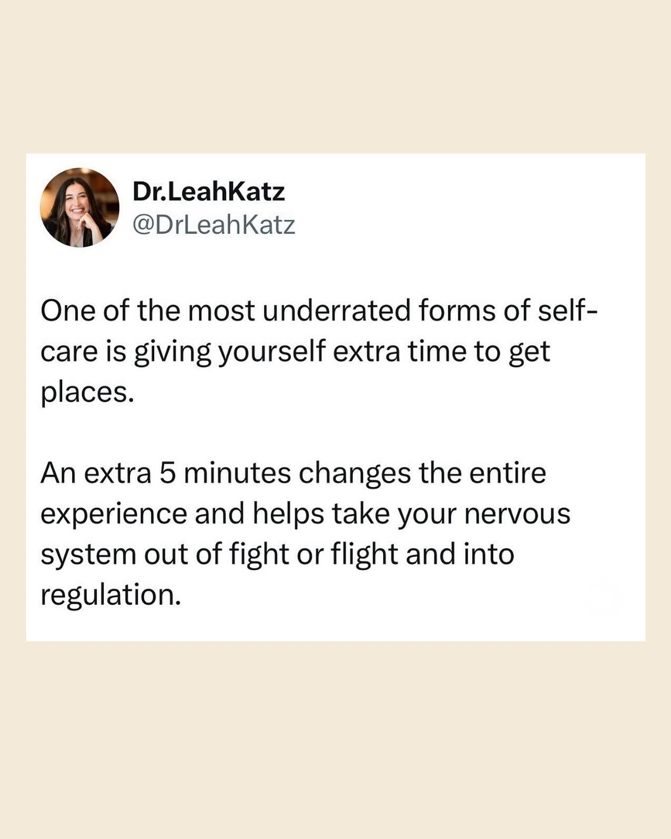 A good reminder for today:

How many times have you been driving to get somewhere and thought, &ldquo;if only l&rsquo;d left just a few minutes earlier this drive would be more pleasant?&rdquo;

I know that&rsquo;s been me more than a few times.

Som