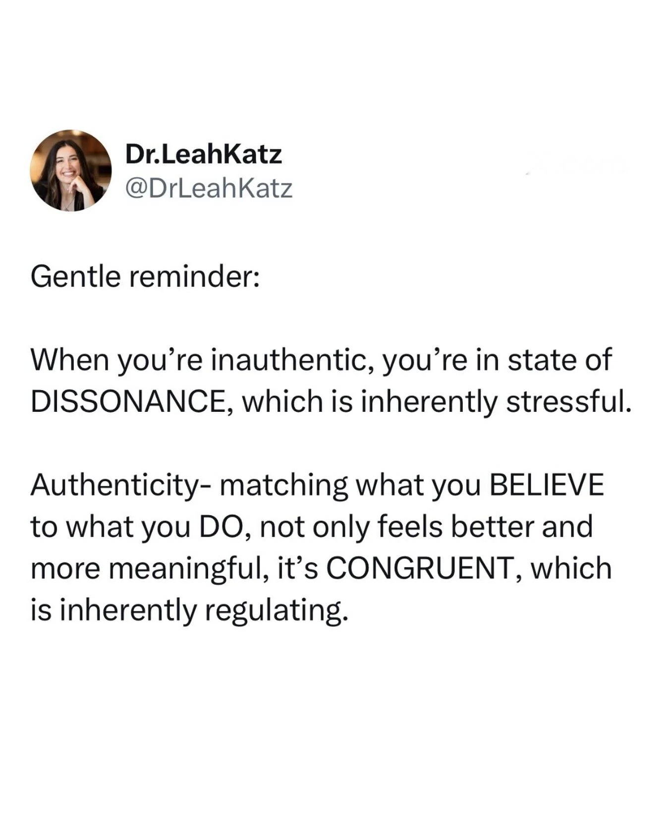 Our nervous system likes things to match.

When our actions don&rsquo;t match our beliefs, we&rsquo;re in a state of dissonance which is not only mentally stressful and takes us away from living our most me meaningful lives, it dysregulates our nervo