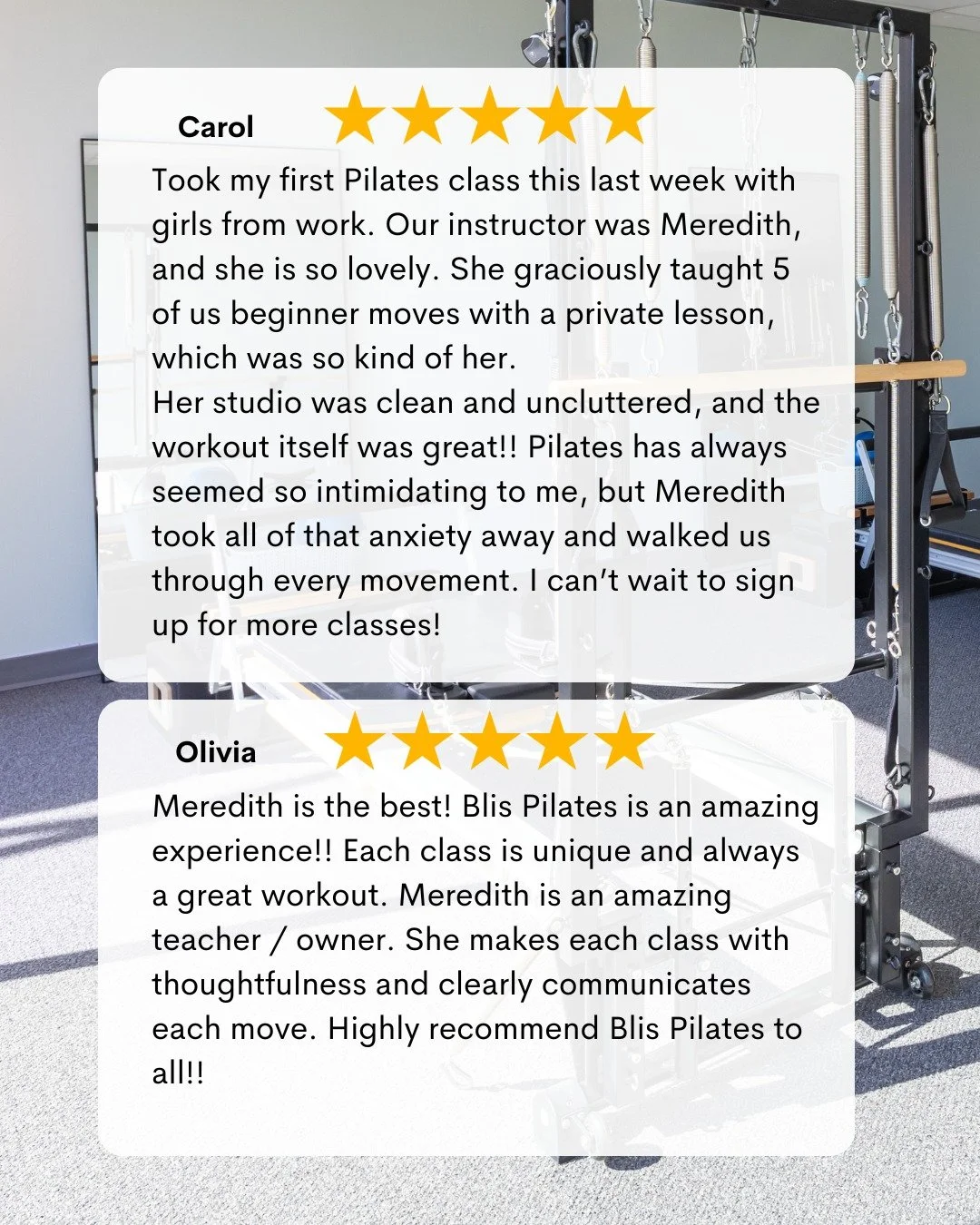 Kind words from kind clients. We're so grateful to move with this amazing community every day.

Have you had a great experience at our studio? Leave us a review at the link in our bio!