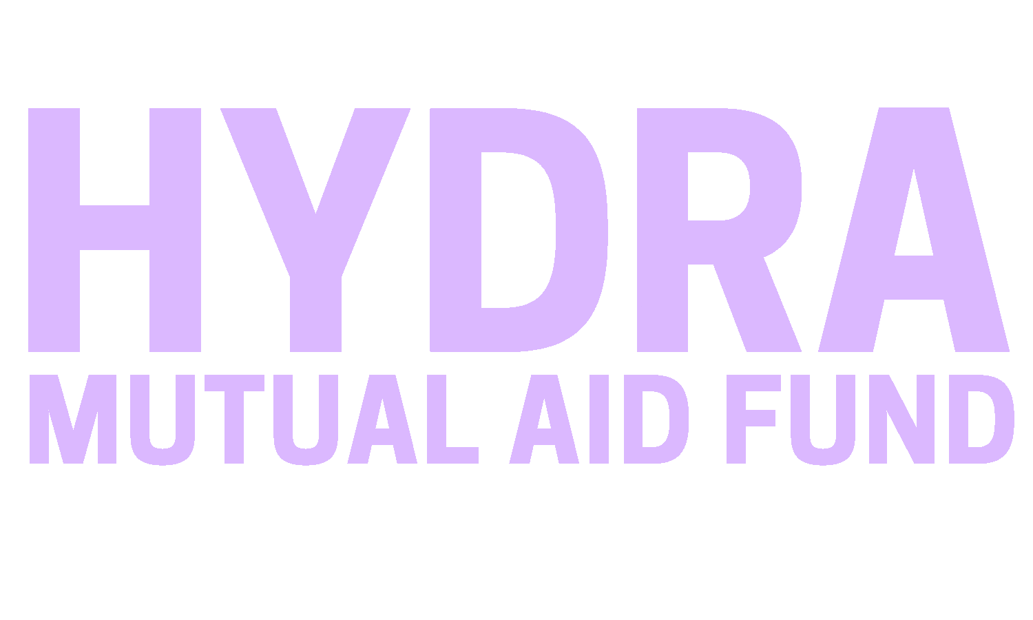 Text in lavender color reading 'HYDRA MUTUAL AID FUND'