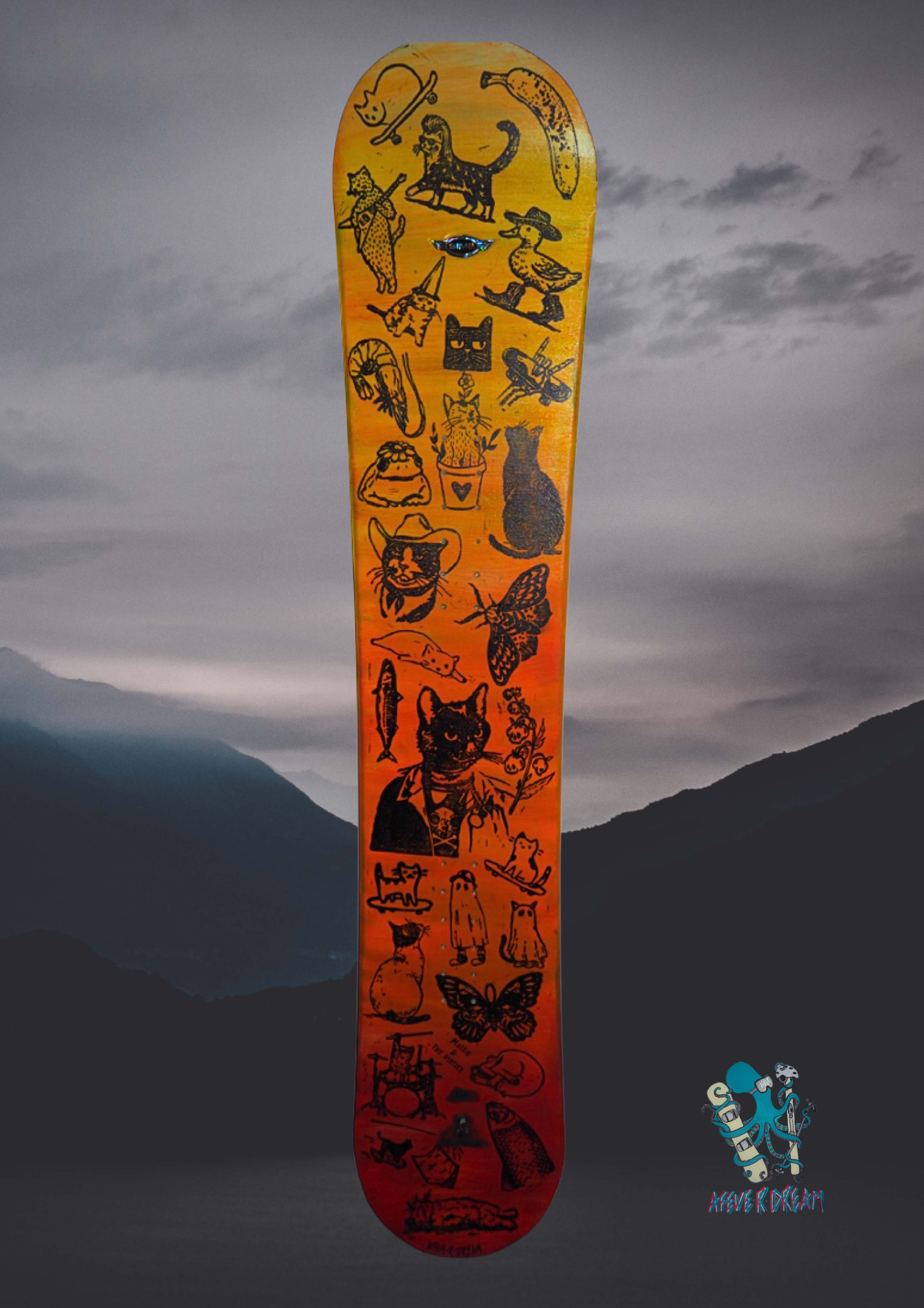 Stylish Snowboard Designs on Powder Background - 7.png