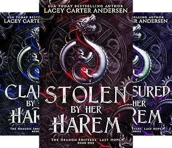 Book cover titled 'Stolen' by her Harem, part of The Dragon Shifters' Last Hope series, with dark fantasy-themed artwork.