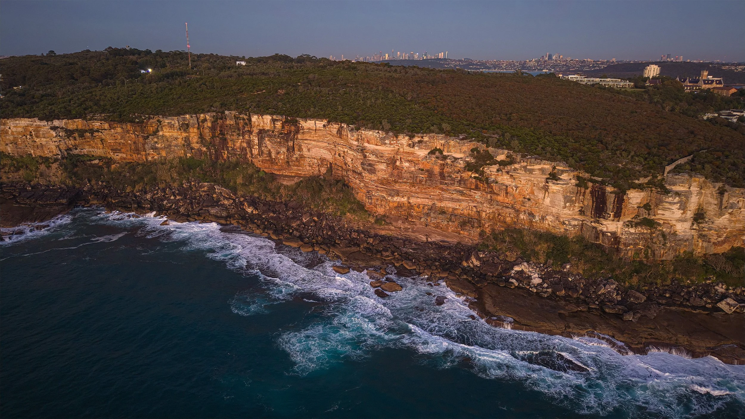 Early Morning. The Cliffs of North Head and The  CBD