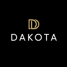 Logo with gold initials 'D' and 'D' above the text 'DAKOTA' on a black background