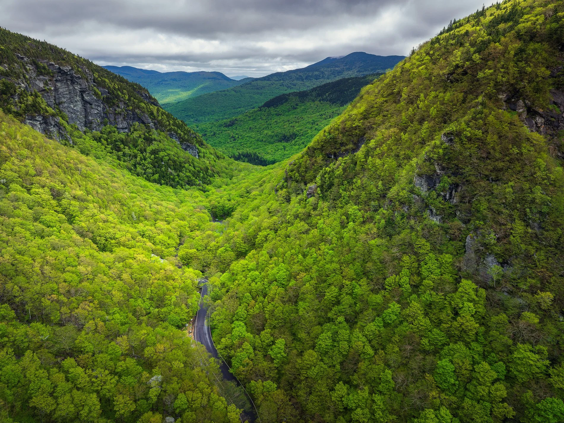 Vermont spring landscape aerial view