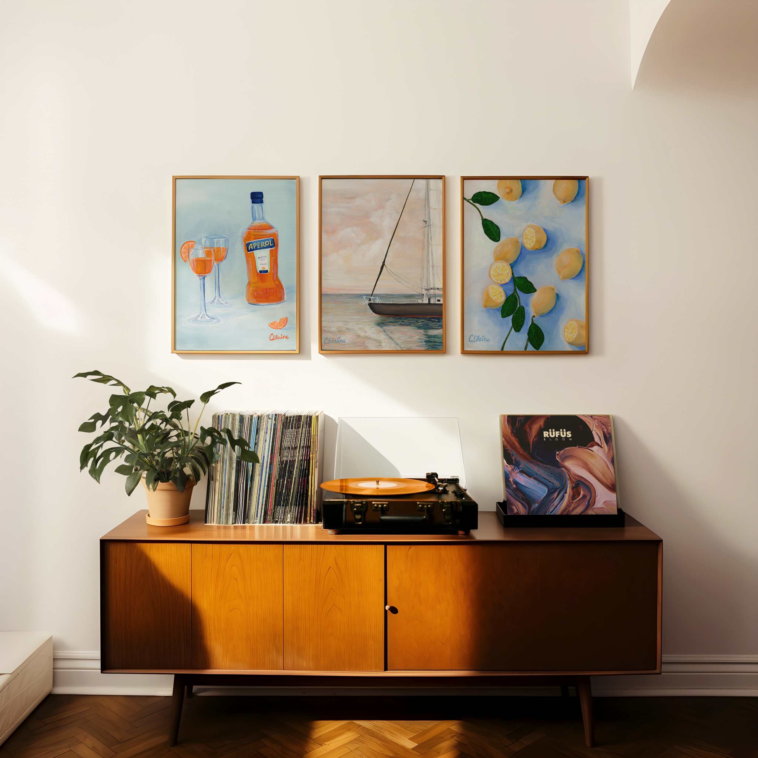 cool interior design wall art prints record player