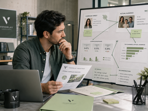 A digital campaign dashboard with high views and low response.