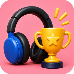 Headphones and trophy challenge icon