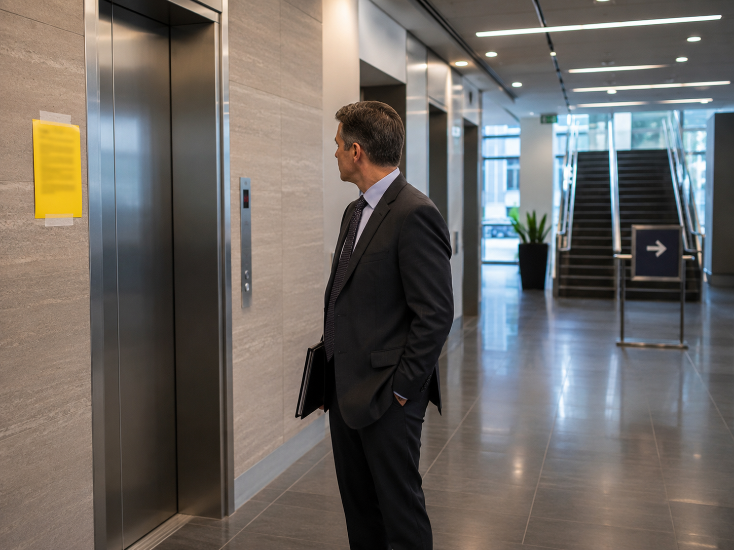 The Elevator Notice reading card image