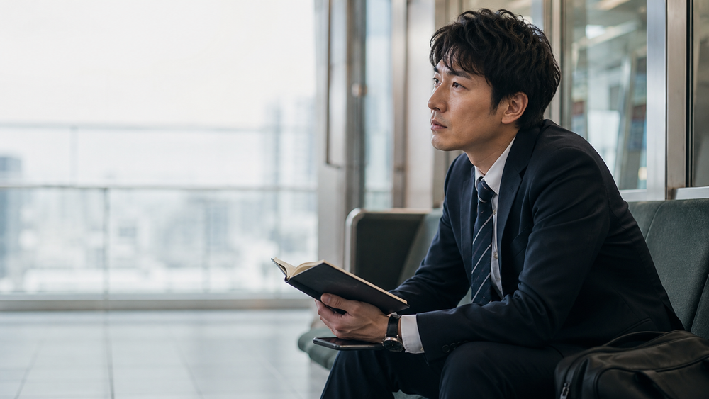 Japanese professional preparing for TOEIC in a quiet study space