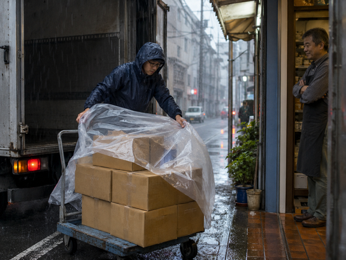 The Rainy Morning Delivery reading card image