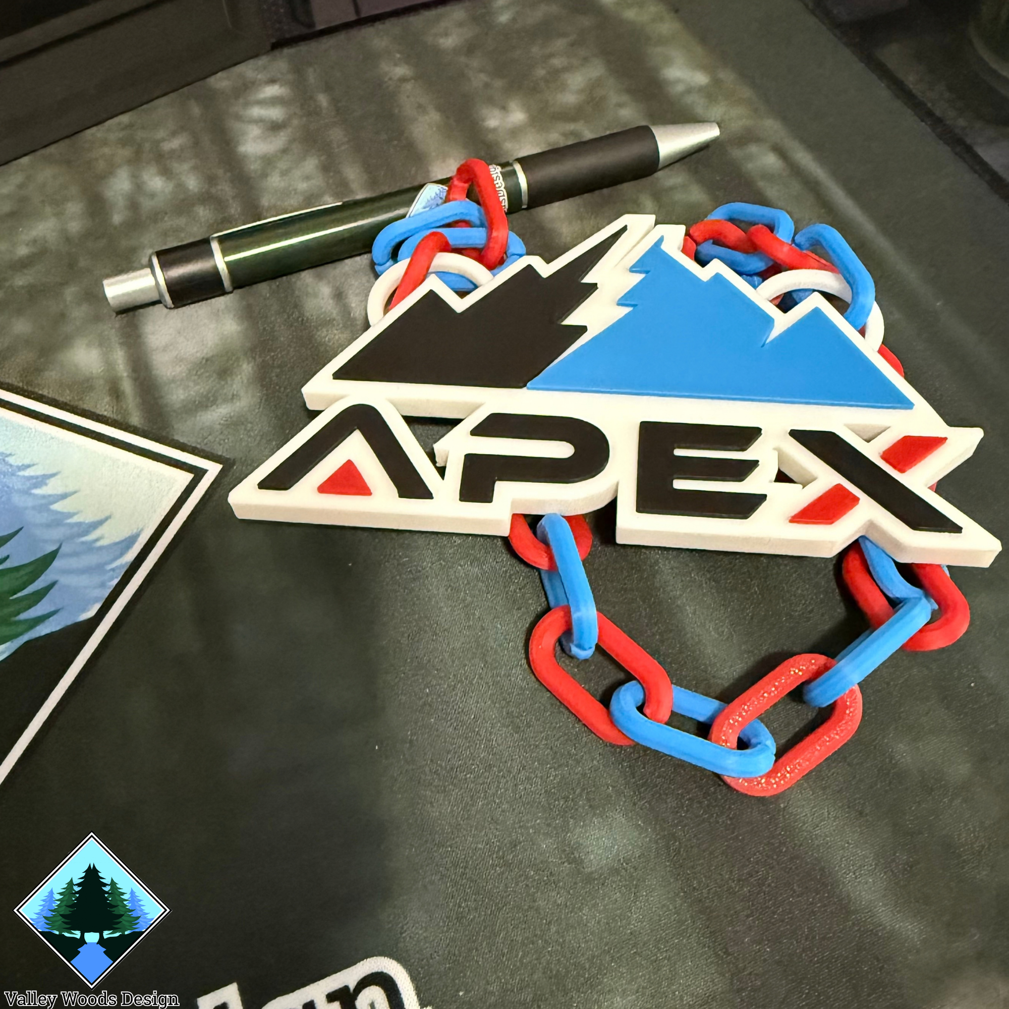 Close view of a finished APEX Athletics wearable team chain