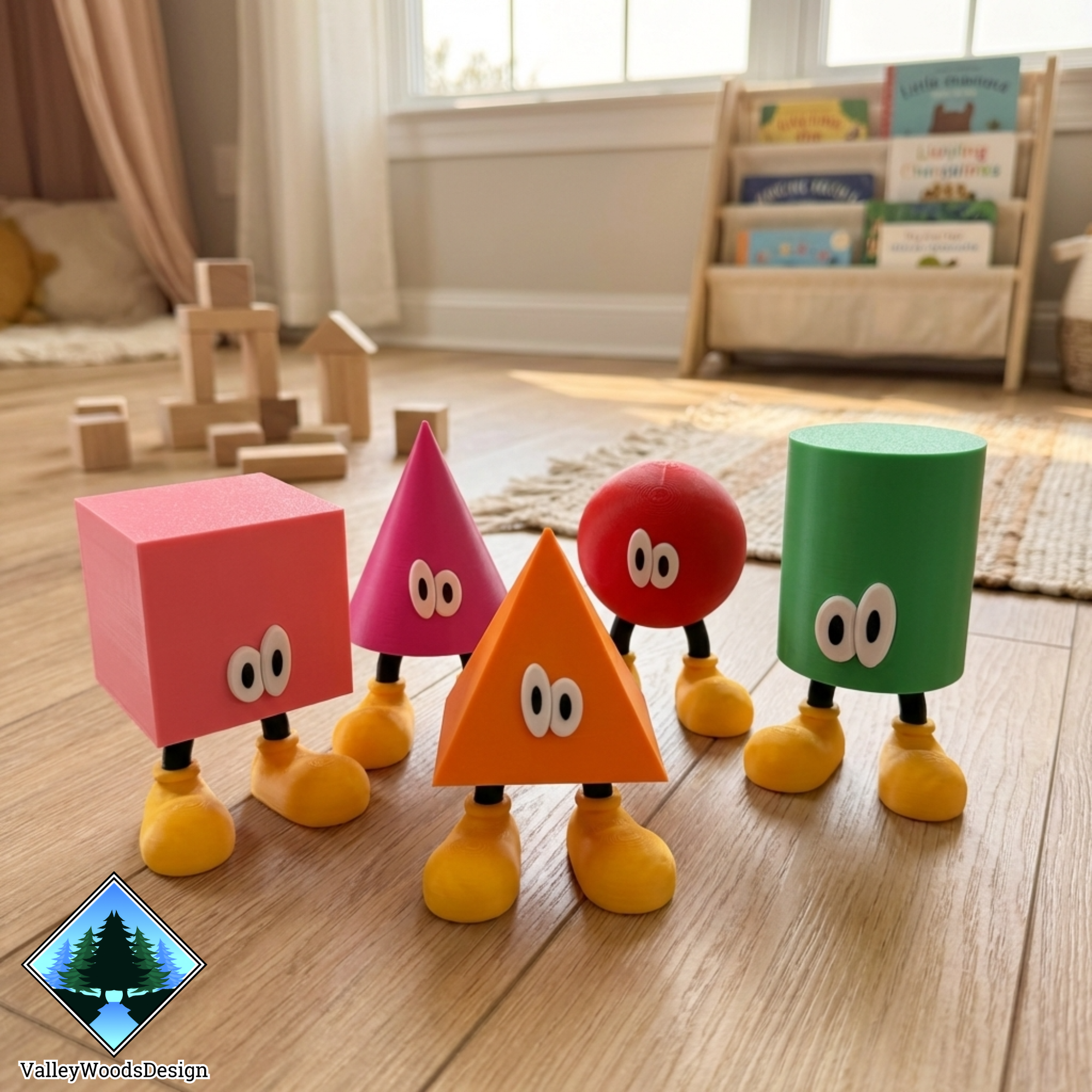 Colorful Shape Pets characters made as physical play pieces