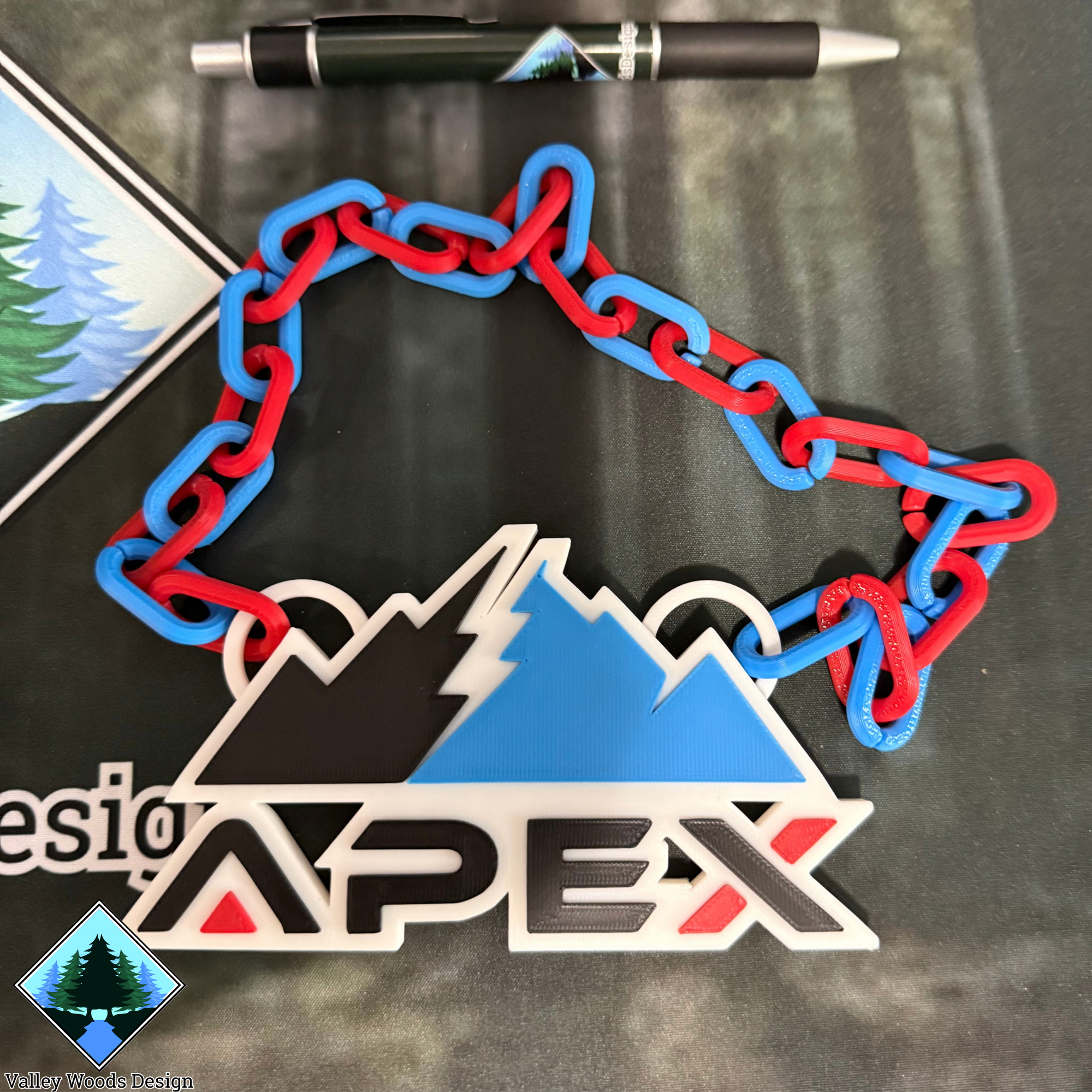 Custom APEX baseball chain with alternating red and blue links