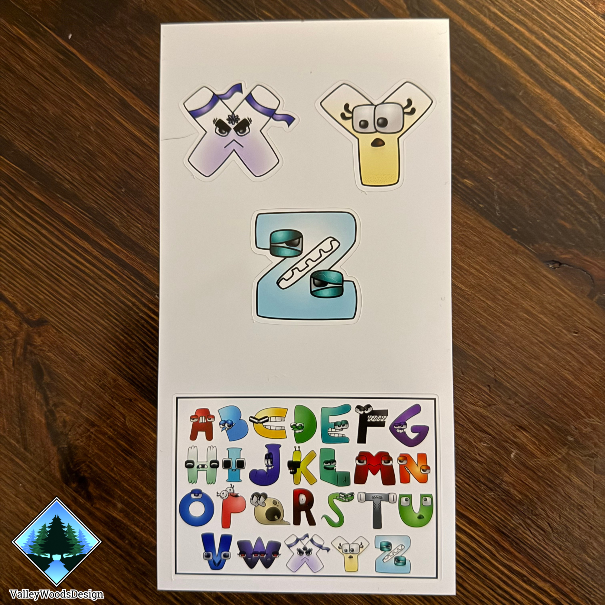 A through Z colorful 3D printed alphabet lore character set
