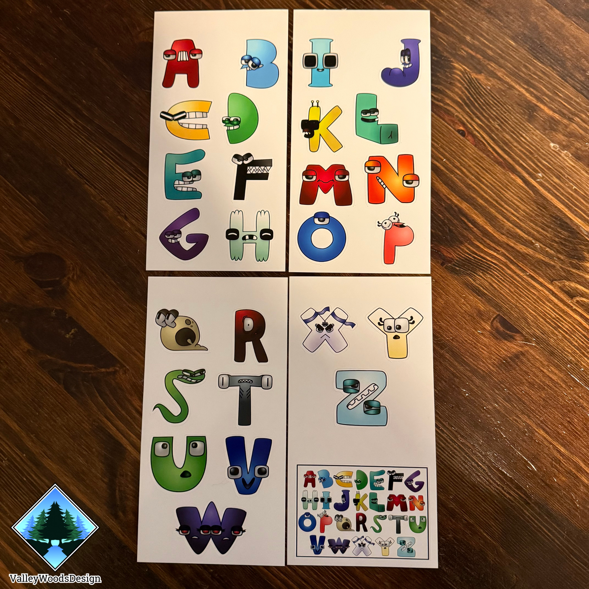Alphabet Lore Inspired Sticker Sheet Set