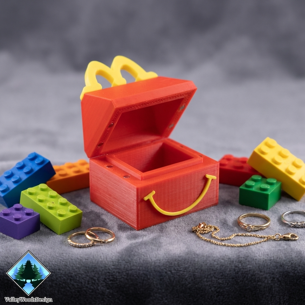 Mini Happy Meal Box with Magnetic Lid – 3D Printed Display Piece