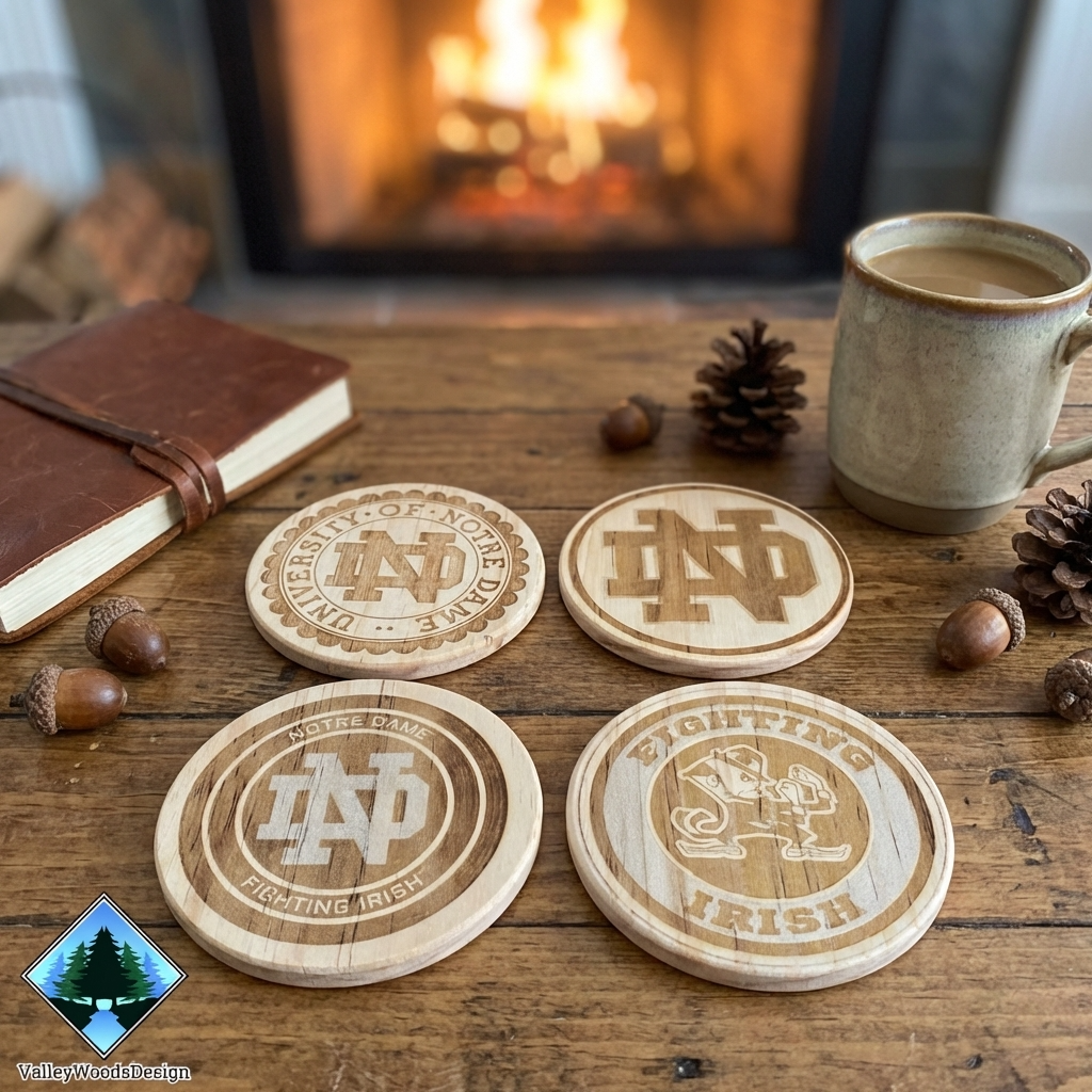 Custom NCAA Pine Wood Coaster with Cork Bottom – Personalized Fan Gift