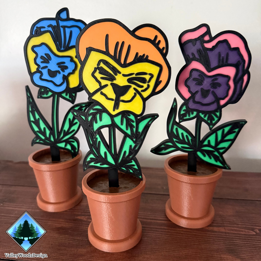 Colorful pansies tabletop decoration