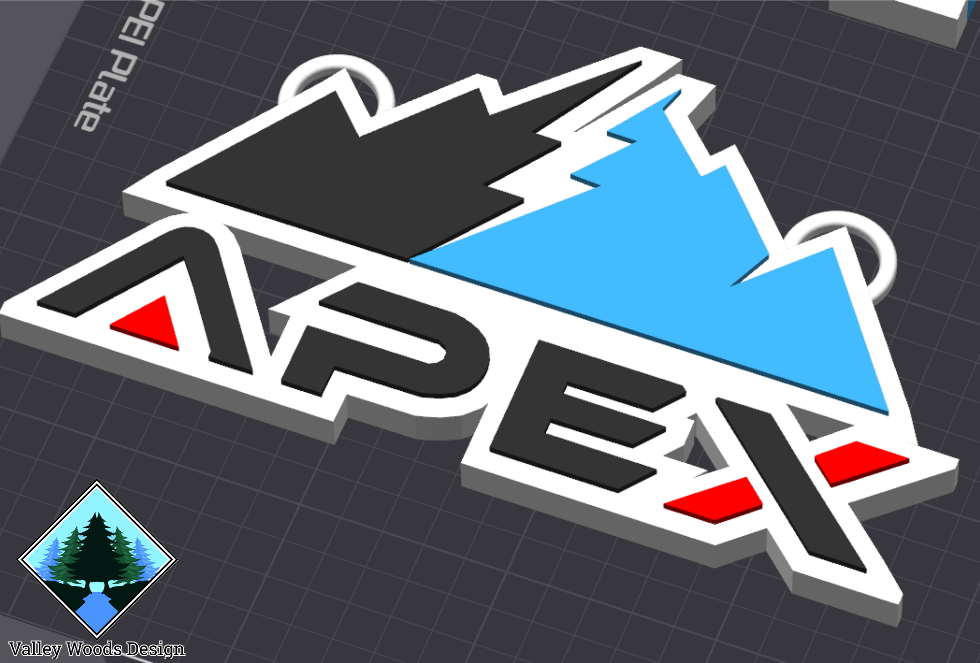 Digital 3D model of the APEX Athletics baseball chain emblem