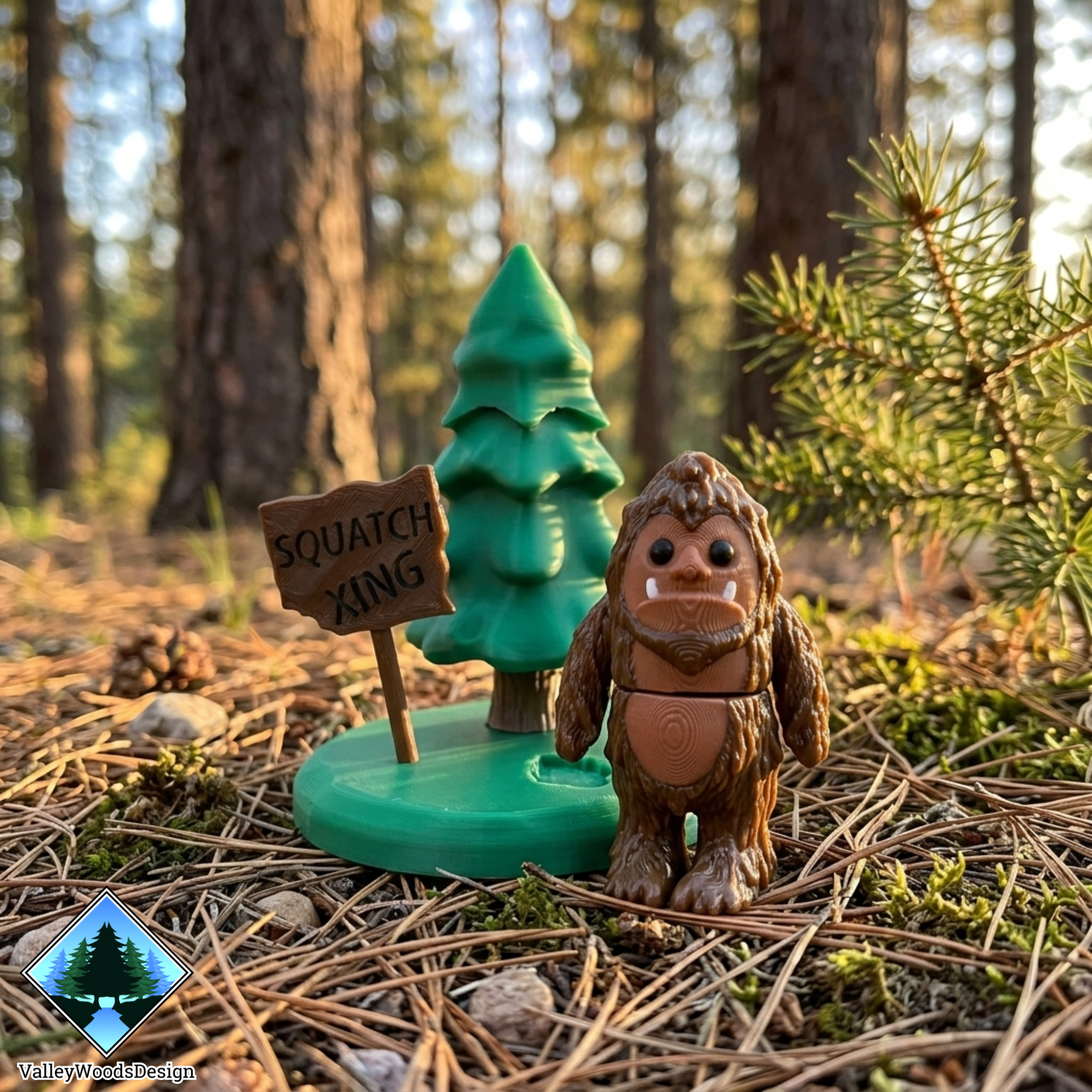 Sasquatch bigfoot in forest. Valley Woods Design