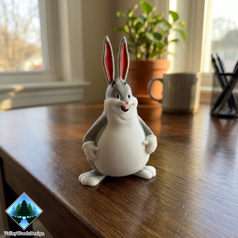 Big Chungus 3D printed desk piece displayed on a tabletop