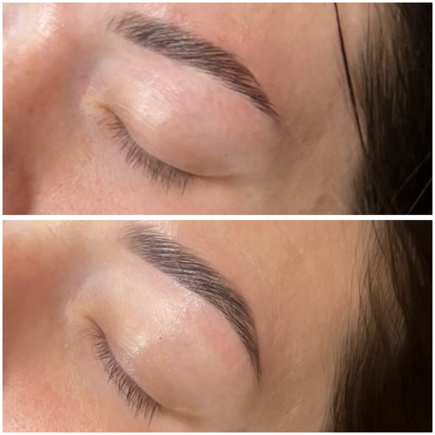 When I say don&rsquo;t touch your brows between apts, I mean it 😩🫠 the difference between her first apt &amp; second. 

I sent her home with @saintandserenity silk drops in her after care pack. One of my favorite products 👏 &amp; finally have adde