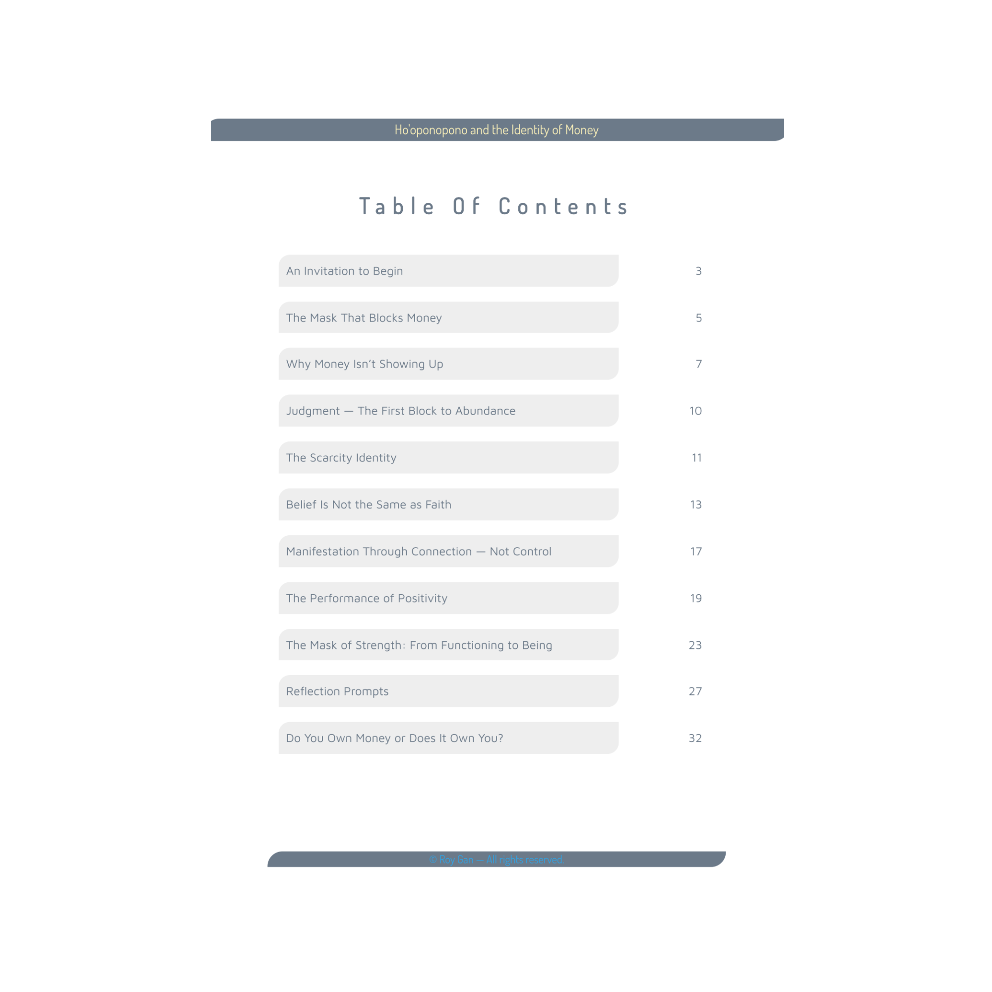 Ho'oponopono and the identity of Money TOC 1.png