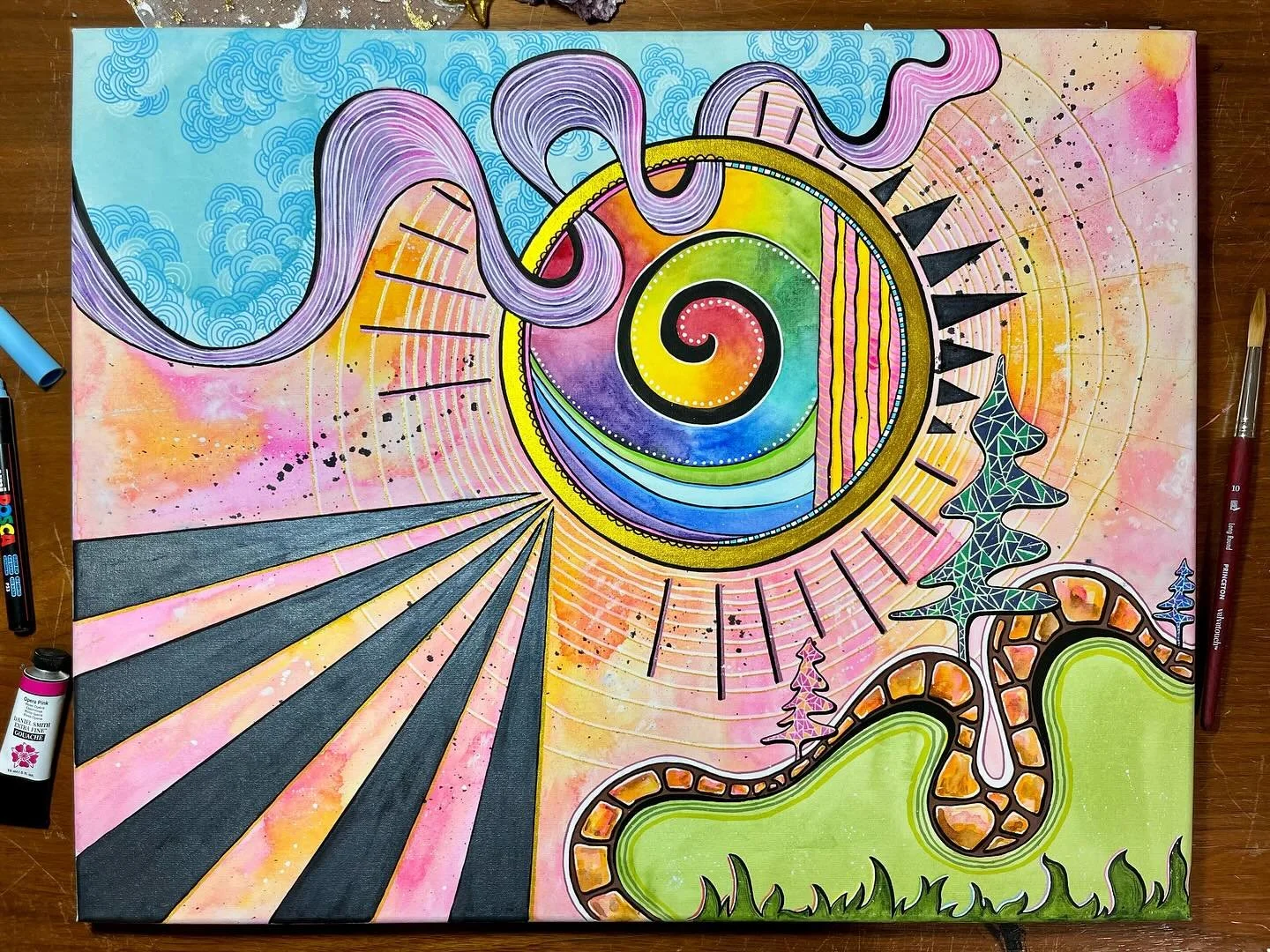 the sunlight of tomorrow
•••
🌈☀️😌
Another 16x20 watercolor canvas painting! Really enjoying working bigger and adding more metallic/sparkly touches ✨
.
.
.
.
.
#watercolor #watercolorpainting #abstractwatercolor #abstractlandscape
