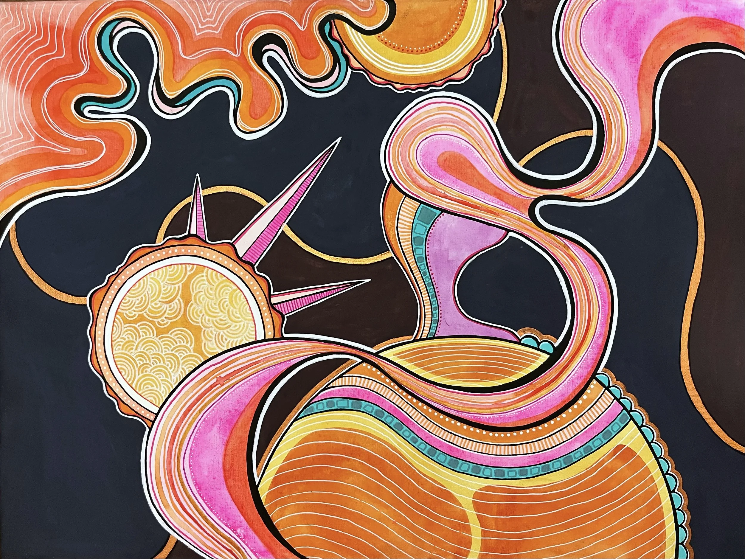 Heat Wave • watercolor, gouache, pen • 12"x16" • 2025