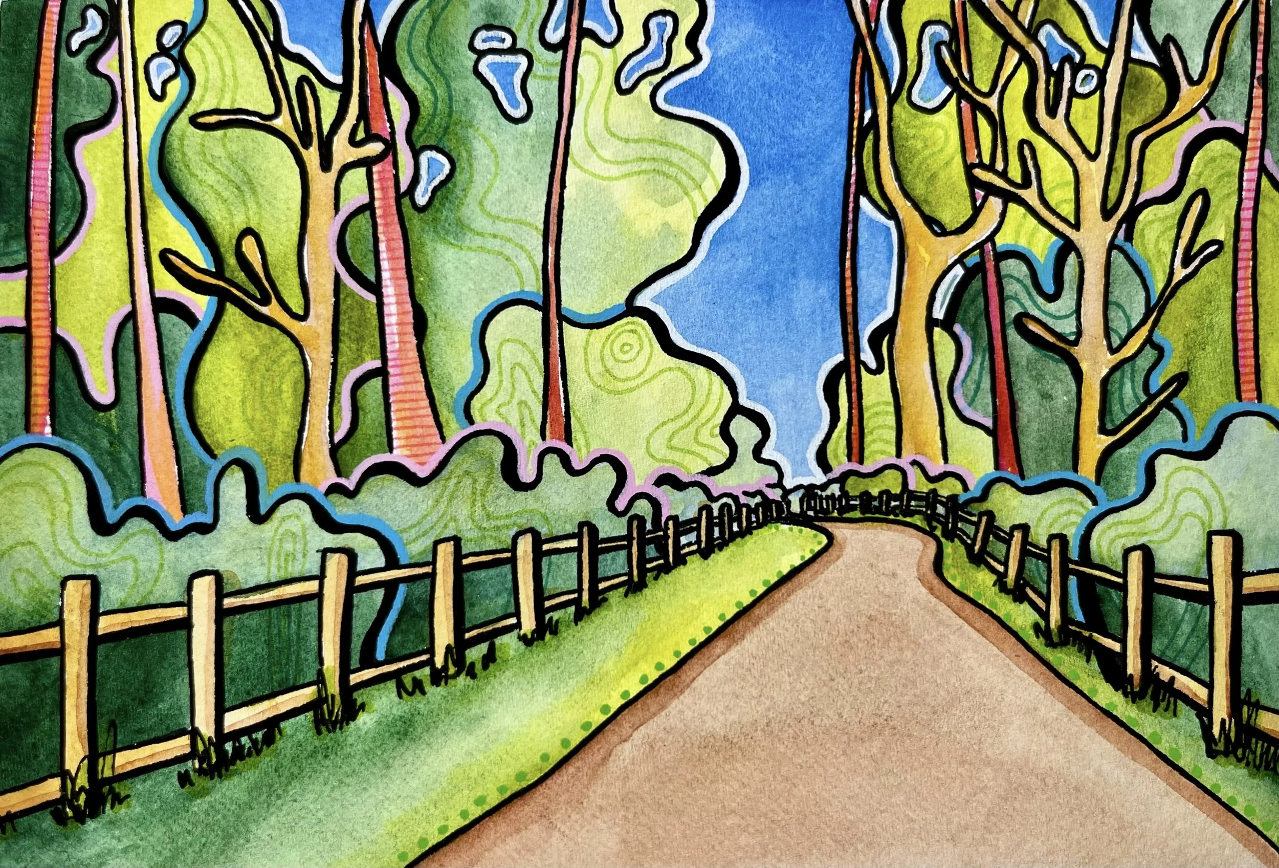 Let's Go This Way • watercolor & pen • 5"x7" • 2026 