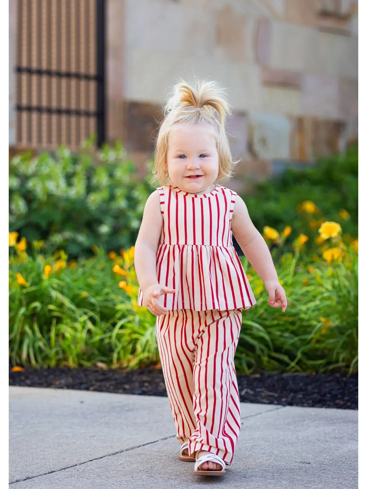 Terracotta Stripe Sleeveless Two Piece Set