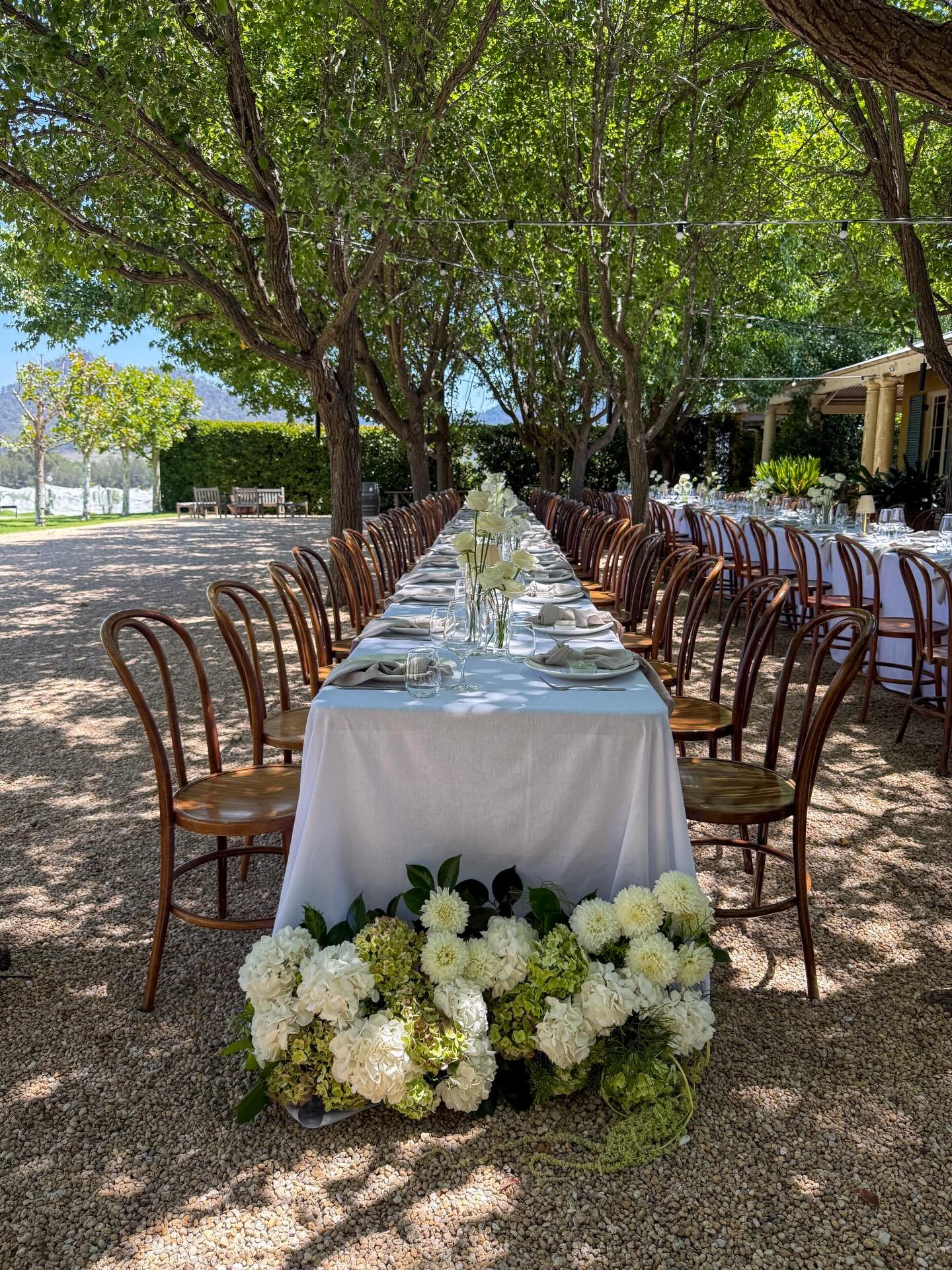 C &amp; L 🤍
A beautiful long-table celebration beneath the trees, filled with timeless whites and soft greenery.
Such a joy bringing this one to life ✨

Vendors:
Planning &amp; Coordination: @ycmmanagement 
Venue: @krinklewood 
Florals: @sweetpflori