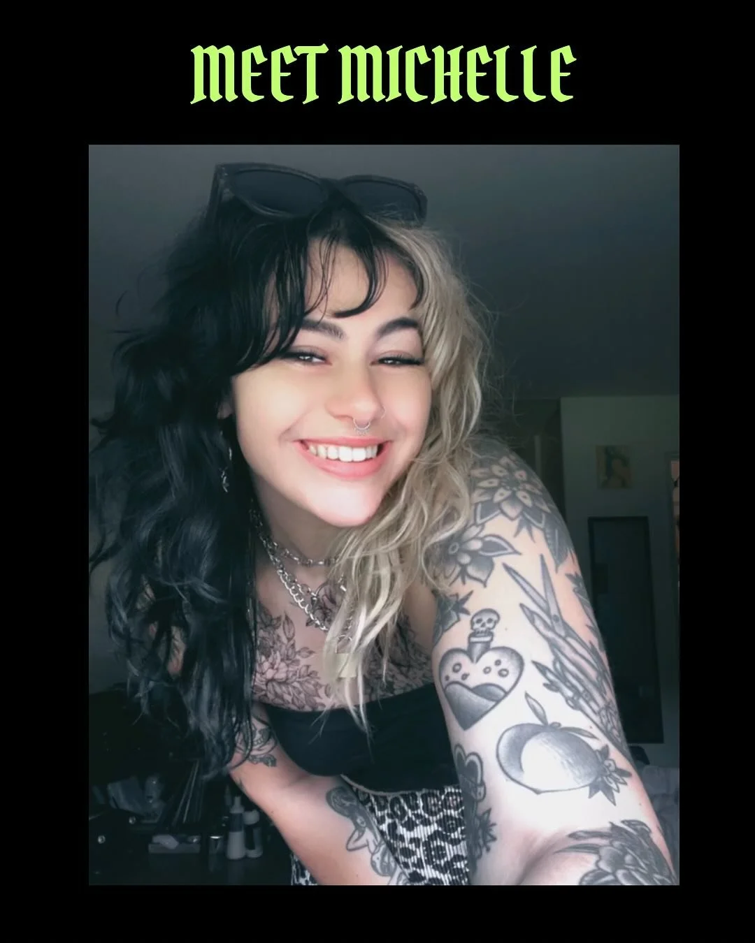 Michelle is a Pisces from New Jersey and she&rsquo;s been doing hair since 2013. Michelle is a creative and friendly queer artist who creates looks ranging from rock &amp; roll to classic and timeless. Michelle&rsquo;s specialties include razor cutti