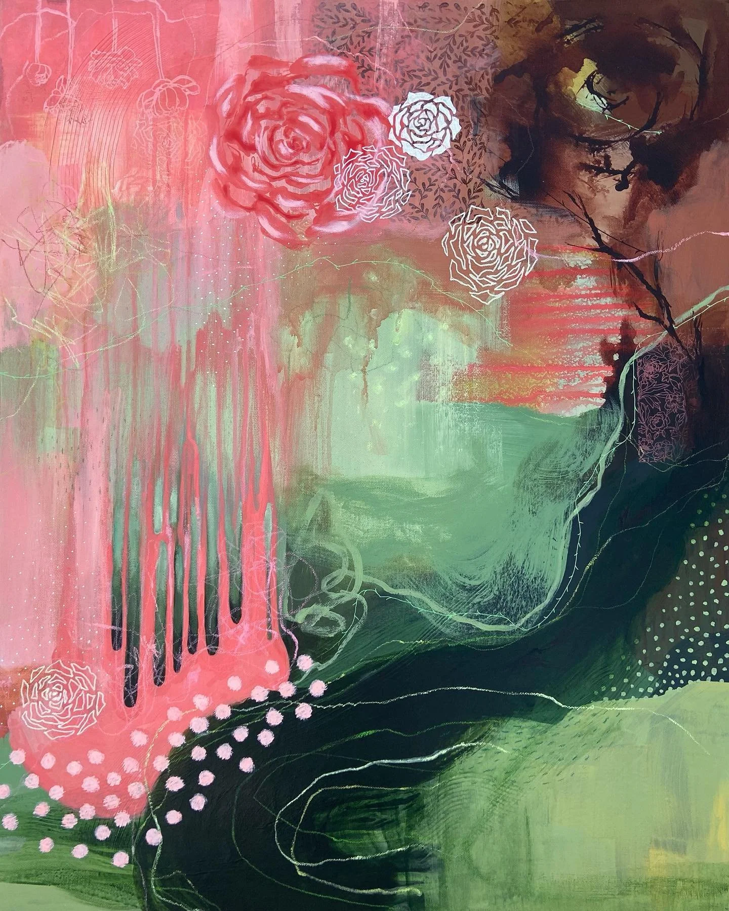 I struggled with this painting but in the end it all came together 🥀
I’m hoping the same is true for another canvas that has been a work-in-progress for months 🎨🖌️
Resilience, 2022, acrylic, wax and oil pastel on canvas, 30 x 24 in.