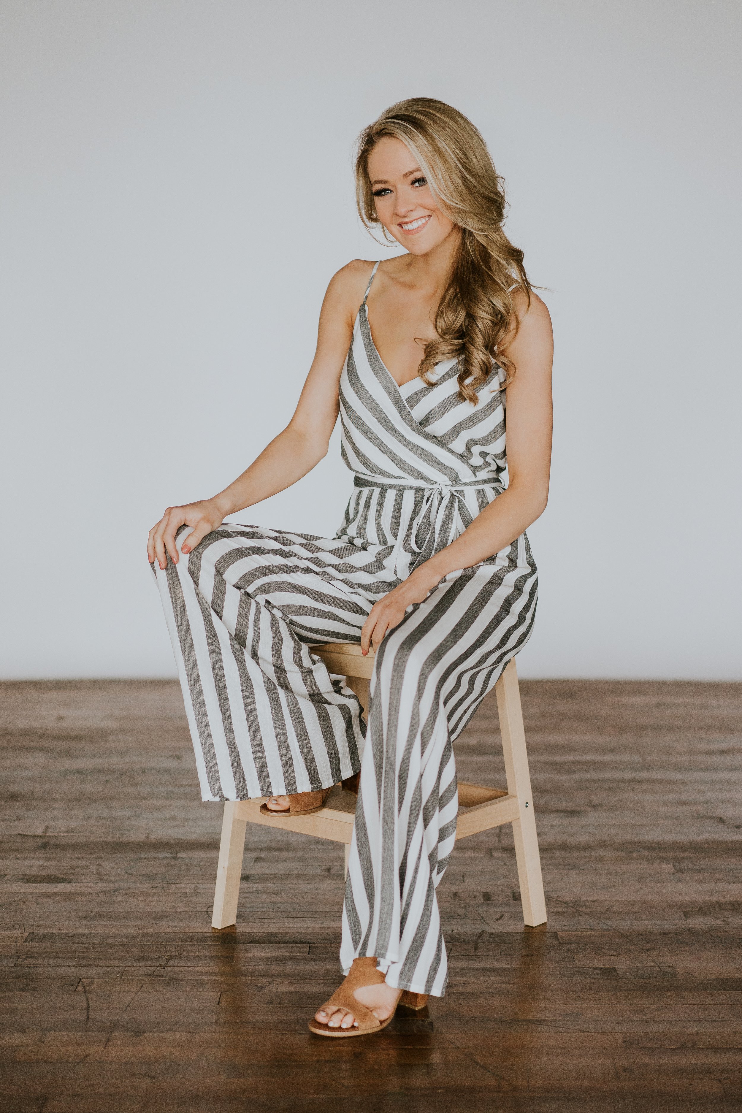 Fashion Studio Portrait Stool Stripe Jumpsuit-1.jpg
