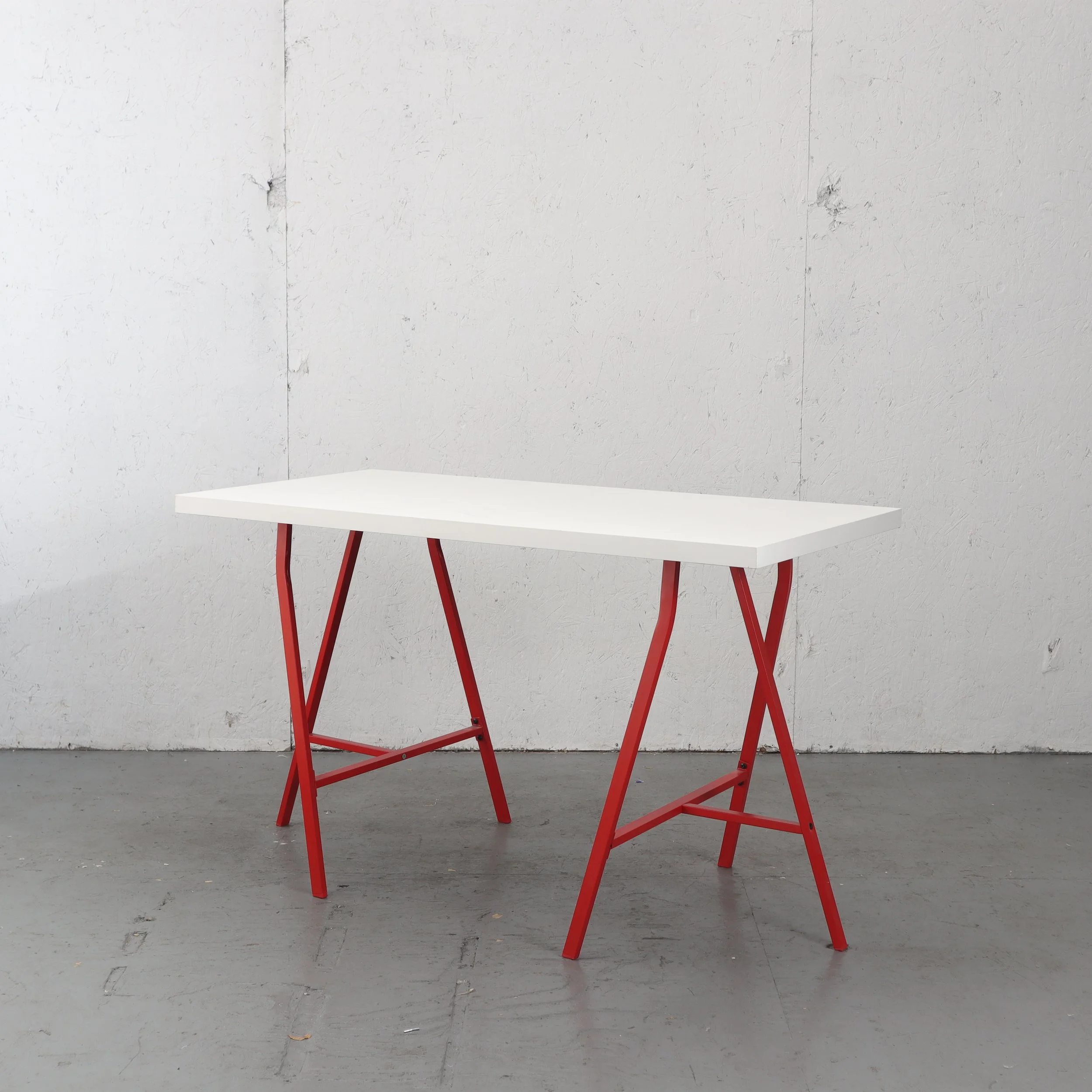 White Desk with Separate Red Legs