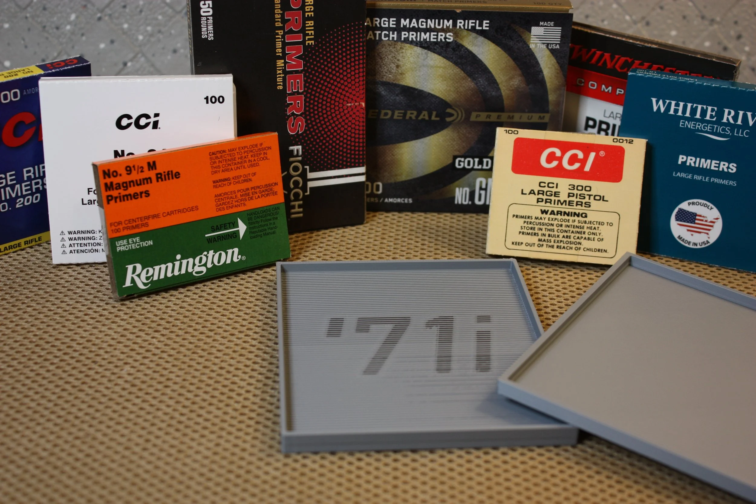 Primer flip tray from 71 Innovation fits all common primer sleeve sizes